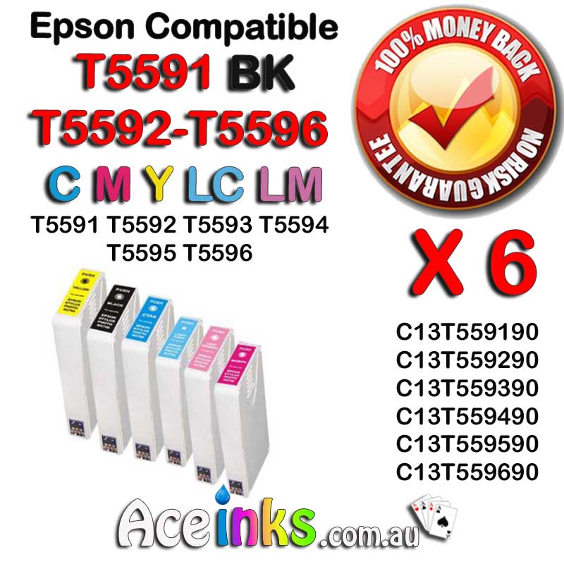6 Pack Combo Compatible EPSON T5591 B/C/M/Y/LC/LM